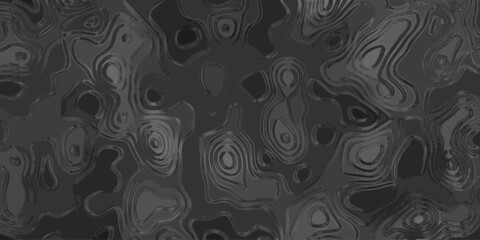 Dark Grayscale Abstract Topographic Contour Map Pattern Seamless Texture Background Vector Art illustration