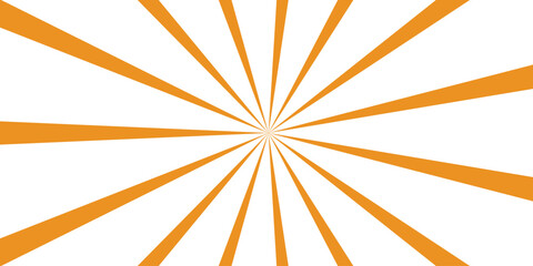 Vibrant Orange Sunburst Rays Radiating from Center on Clean White Background Dynamic Abstract Graphic Design Element for Energy and Focus