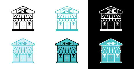 Small and medium enterprise icon for business and entrepreneurship in line and fill style