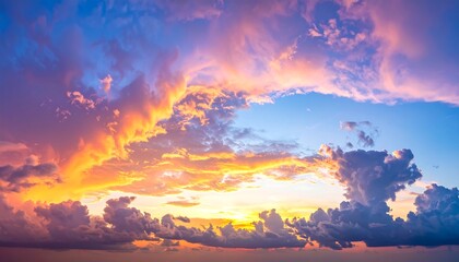 Dramatic sunset sky with vibrant clouds