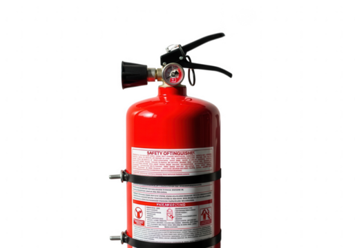 Red fire extinguisher isolated on transparent background