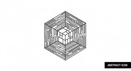 Geometric Cube Line Art: Minimalist Illustration of Interlocking Shapes for Modern Design Projects and Creative Visualizations.