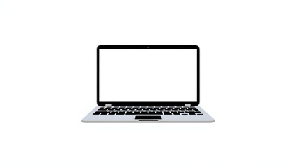 Laptop with blank screen isolated on white background, ideal for showcasing web designs, apps, or presentations in a clean, modern, and professional manner