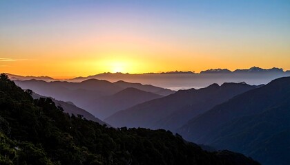 Sunrise over mountain range (1)