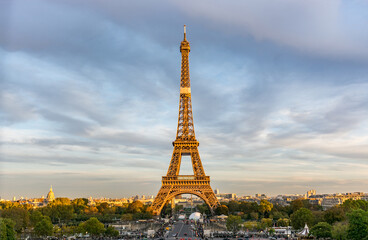 Eiffel Tower at Night in Paris, France &ndash; Iconic Landmark Illuminated Against the City Skyline