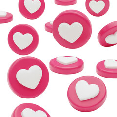 Floating Pink Heart Like Icons on Transparent Background, Ideal for Social Media, Marketing Campaigns, and Expressing Appreciation in Digital Designs