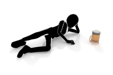 The Conflict of Alcoholism: An illustration of an alcoholic person's internal struggle, depicting the decision to drink or to abstain.