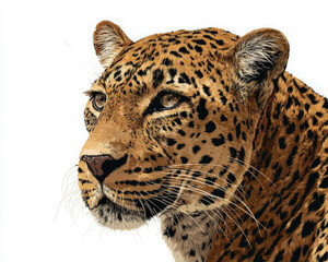 Obraz premium Face of male leopard,isolated