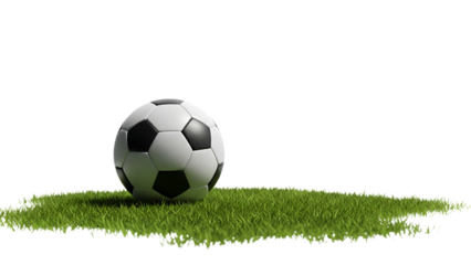 "Classic Soccer Ball on Green Grass with Transparent Background"