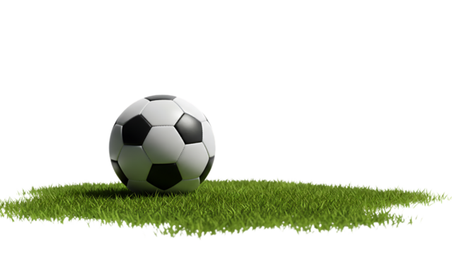 "Classic Soccer Ball on Green Grass with Transparent Background"