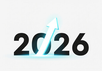 Bright future ahead with upward trend symbol over the year 2026