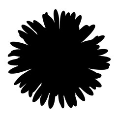 Obraz premium Silhouette of daisy flower with rounded petals-Black silhouette illustration of a daisy-like flower with a circular shape and evenly spaced rounded petals, isolated on a white background.