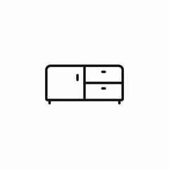 short storage cabinet icon sign vector