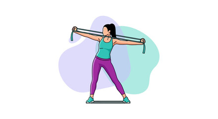 Woman Performing Exercise With Resistance Band For Physical Activity And Well-Being