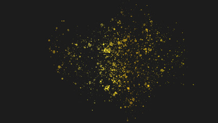 golden splatter paint stain texture for luxurious decoration on black background