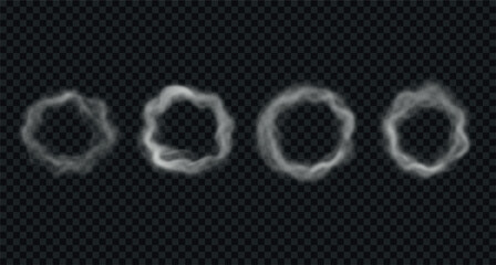 Set of vector flowing rings of smoke.