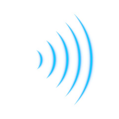 Transparent neon glowing blue sound waves radio waves signal emission frequency transmit energy wave wifi wireless broadcast network design