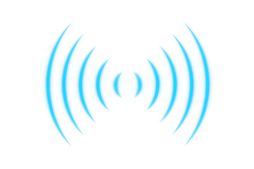 Obraz premium Transparent neon glowing blue sound waves radio waves signal emission frequency transmit energy wave wifi wireless broadcast network design