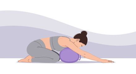 Woman Practicing Yoga Pose with Supportive Pillow for Relaxation and Well-being