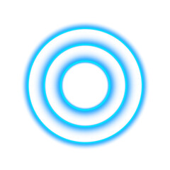 Transparent neon glowing blue circular radiant concentric circles target background digital weve light effect abstract ring futuristic round luminous waves isolated design