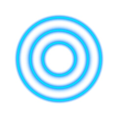 Transparent neon glowing blue circular radiant concentric circles target background digital weve light effect abstract ring futuristic round luminous waves isolated design