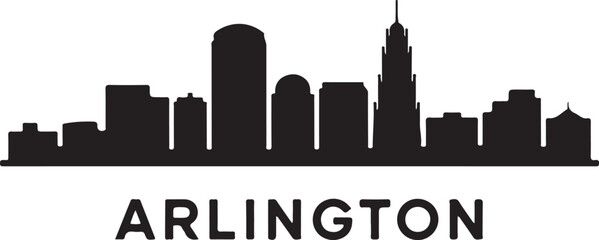 Fototapeta premium Arlington skyline silhouette black color vector design on white background minimal city illustration