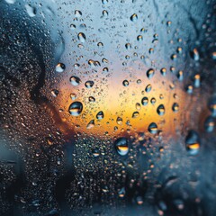 Macro Photo Of Water Drops On Blue Surface, In The Style Of Minimalism, Bright Colors, And Clean Lines