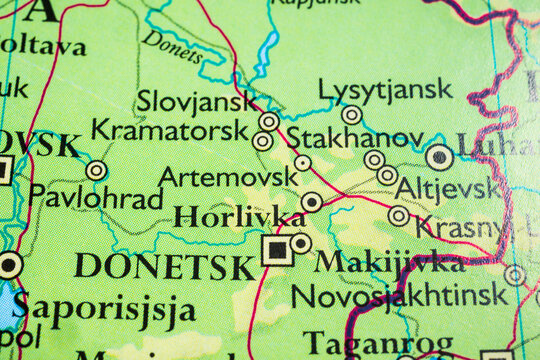 Donetsk Region Map With Artemovsk Kramatorsk And More.