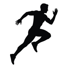 Silhouette of athletic male runner in dynamic sprinting pose capturing speed and movement silhouette