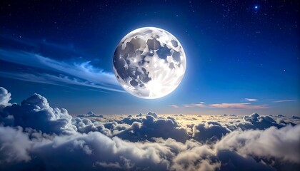 Full moon above clouds at night
