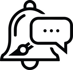 Illustrator Vector Bell with speech bubble notification symbol silhouette