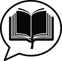 Illustrator Vector Book inside a speech bubble silhouette