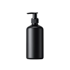 "Black Matte Plastic Pump Bottle for Shampoo, Lotion, Liquid Soap, Hand Sanitizer or Cosmetic Packaging Mockup, Isolated on Transparent Background"
