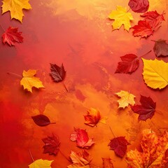 Autumn leaves floating on reflective water creating seasonal natural harmony and vibrant beauty.