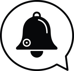 Illustrator Vector Notification bell icon inside speech bubble silhouette