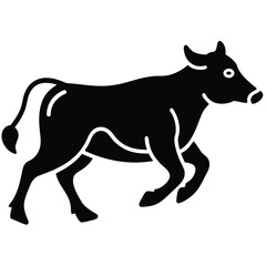 Obraz premium running cow outline vector icon