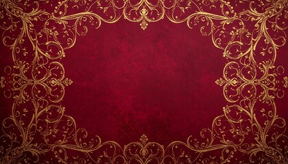 Ornate gold frame on a burgundy background