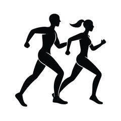 Obraz premium Marathon Runner Silhouette, Long Distance Running Silhouette, Sprinting Athlete Silhouette, Jogging Man Silhouette, Running Woman Silhouette