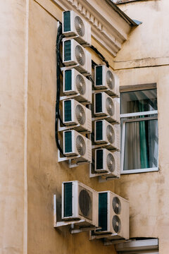 Air conditioning on the outside wall of the house 