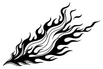 Naklejka premium Flames silhouette isolated on white, tattoo fire design
