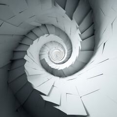 Fototapeta premium Abstract Spiral Staircase - Geometric Design in Light and Shadow.