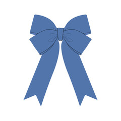 Elegant blue bow ribbon illustration, perfect for gift wrapping, festive decorations, holiday design, and celebration themes.