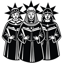 carol singers vector icon