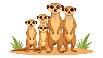 Cartoon meerkat family