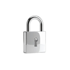 Naklejka premium Shiny silver padlock with a keyhole, symbolizing security and protection, isolated on a white background
