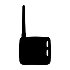 Simple black silhouette of a portable two way radio, perfect for security