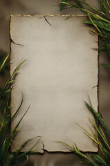 Vintage Paper Surrounded by Grass
