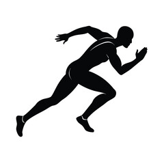 Sprinting Athlete Silhouette, Speed Runner Shadow, Dynamic Sprint Pose, Fast Motion Silhouette, Running Figure Art
