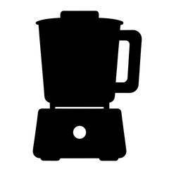 Silhouette of a black kitchen blender with a white button on a white background
