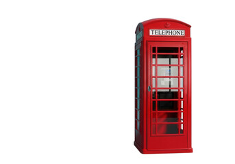 Fototapeta premium Classic red british telephone booth isolated on transparent background